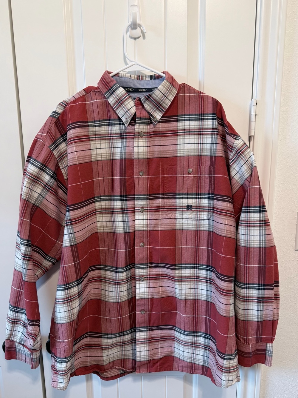 Wrangler 20X Men’s 2XL Red Plaid Western Shirt